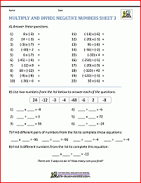 Multiply And Divide Negative Numbers