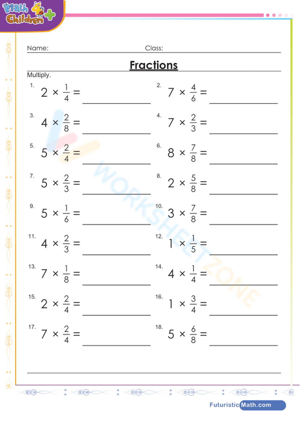 Multiply Fractions By Whole Numbers Worksheet Worksheets Library