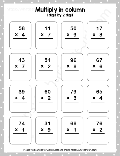 multiplying 2 digit by 2 digit numbers worksheet