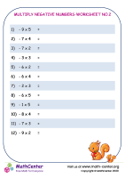 Multiply Negative Numbers Worksheet No 2 Worksheets Math Center