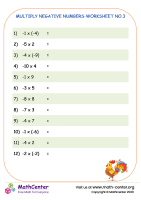 Multiply Negative Numbers Worksheet No 2 Worksheets Math Center