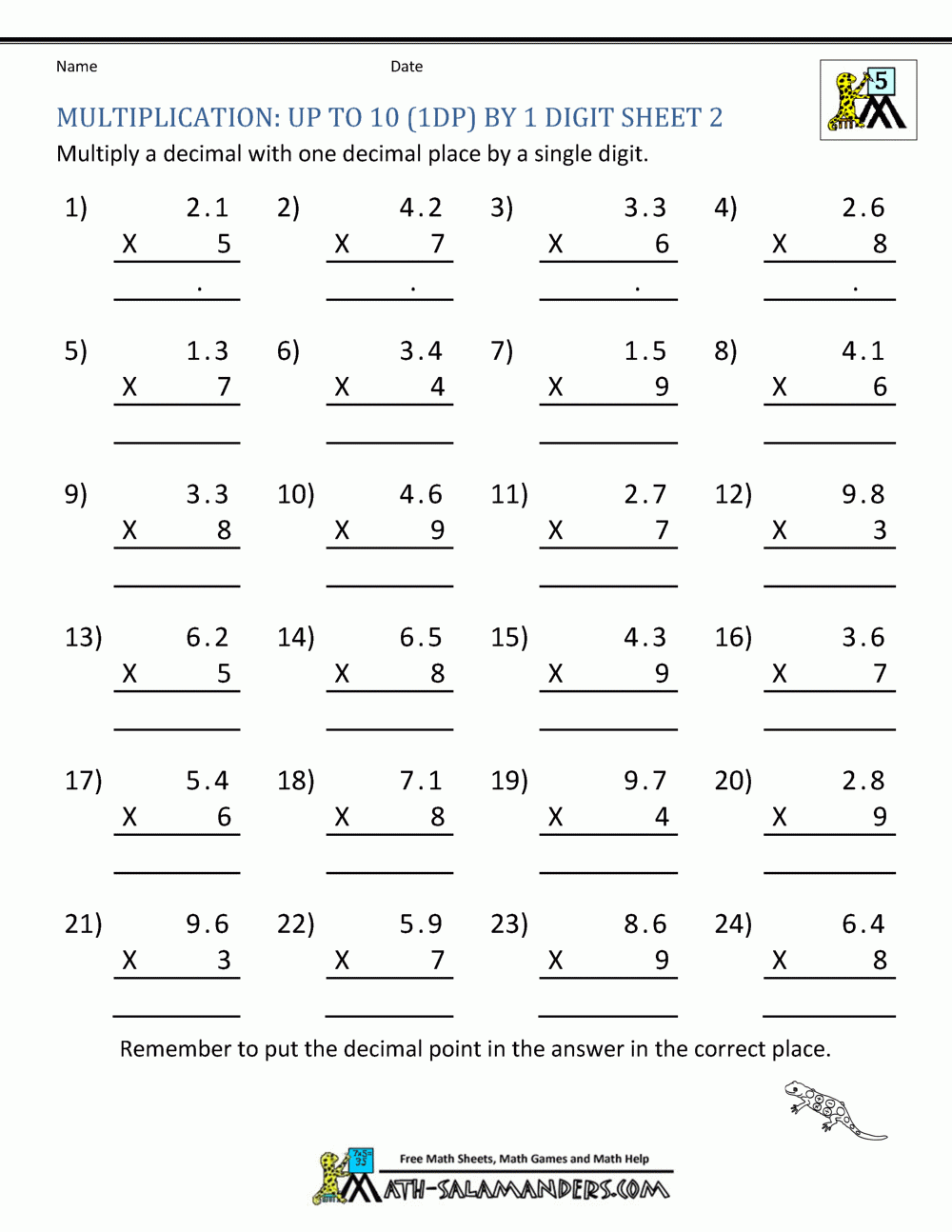 Multiplying 2 Digit Numbers Worksheet Printable Word Searches