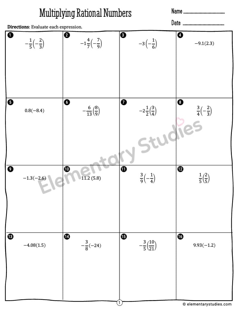 Multiplying And Dividing Rational Numbers Worksheet Download 