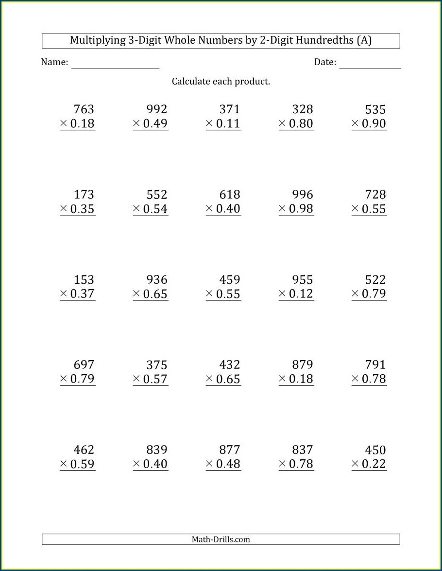 multiplying decimals by whole numbers worksheet pdf