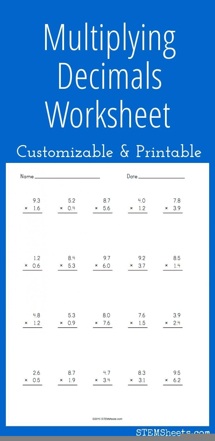 Multiplying Decimals By Whole Numbers Worksheets