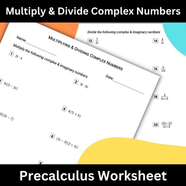 Multiplying Dividing Complex Numbers Free Worksheet Worksheets Library