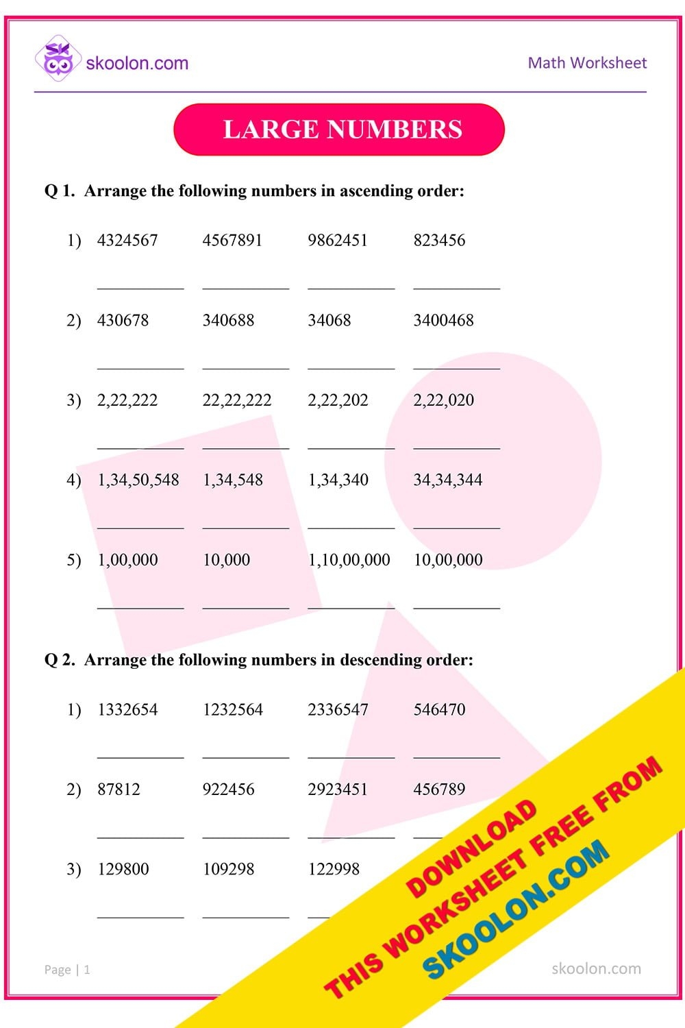 Multiplying Large Numbers Worksheet Free Worksheets Printable