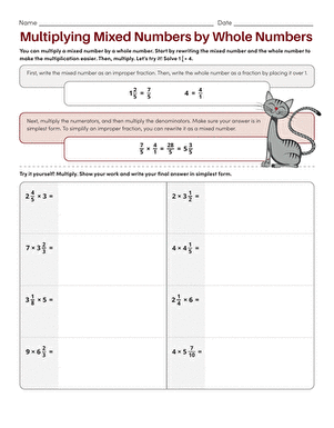 Multiplying Mixed Numbers By Whole Numbers Worksheet Education 