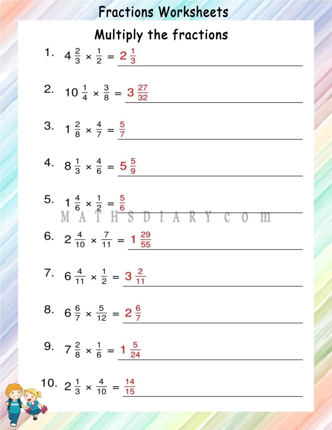 Multiplying Mixed Numbers Math Worksheets SplashLearn Worksheets 