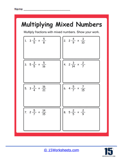 multiplying mixed numbers worksheet