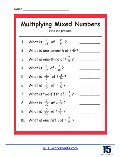 Multiplying Mixed Numbers Worksheets 15 Worksheets Worksheets 