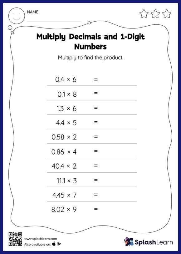 Multiplying Whole Numbers By Decimals Worksheet