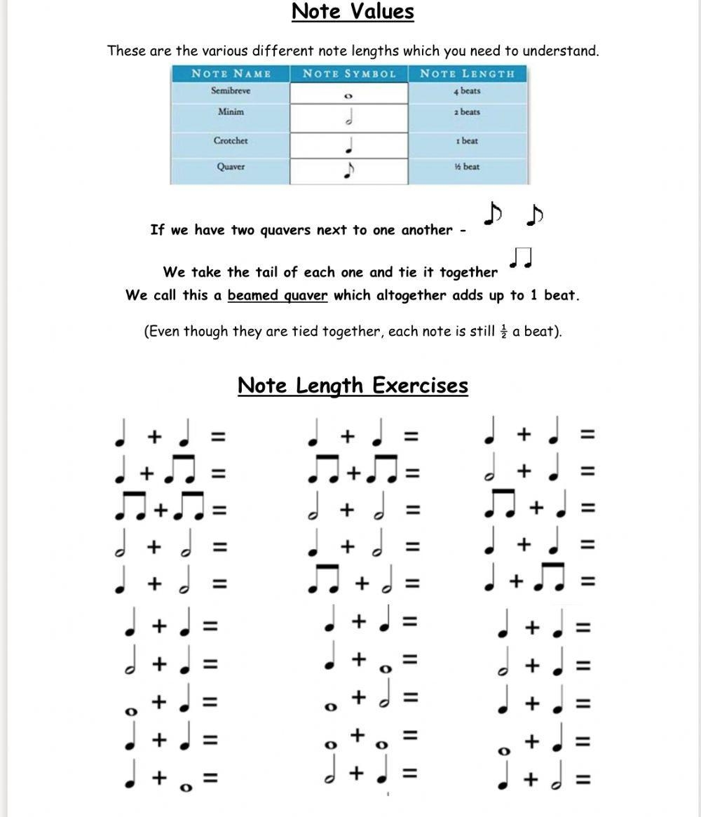 Music Theory Note Values Worksheet Live Worksheets Worksheets Library