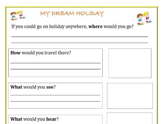 my dream holiday activities printable