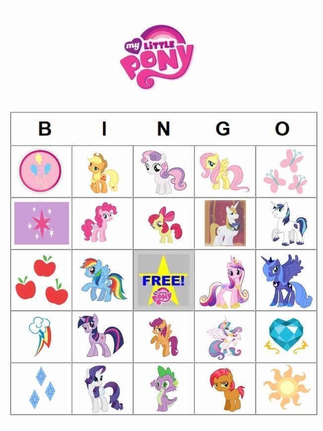 My Little Pony Printable Activities Printable My Little Pony Bingo