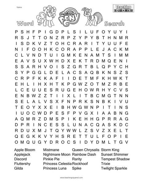 My Little Pony Word Search Printable Infoupdate