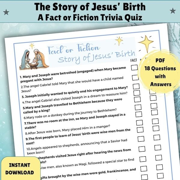 Nativity Story Bible Trivia Questions For Kids Printable Trivia Game 