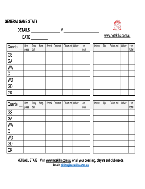 printable netball score cards template
