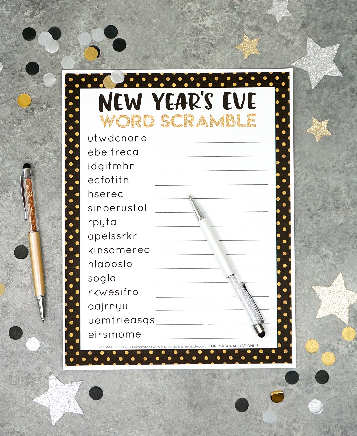 New Year 39 s Eve Word Scramble Printable Happiness Is Homemade
