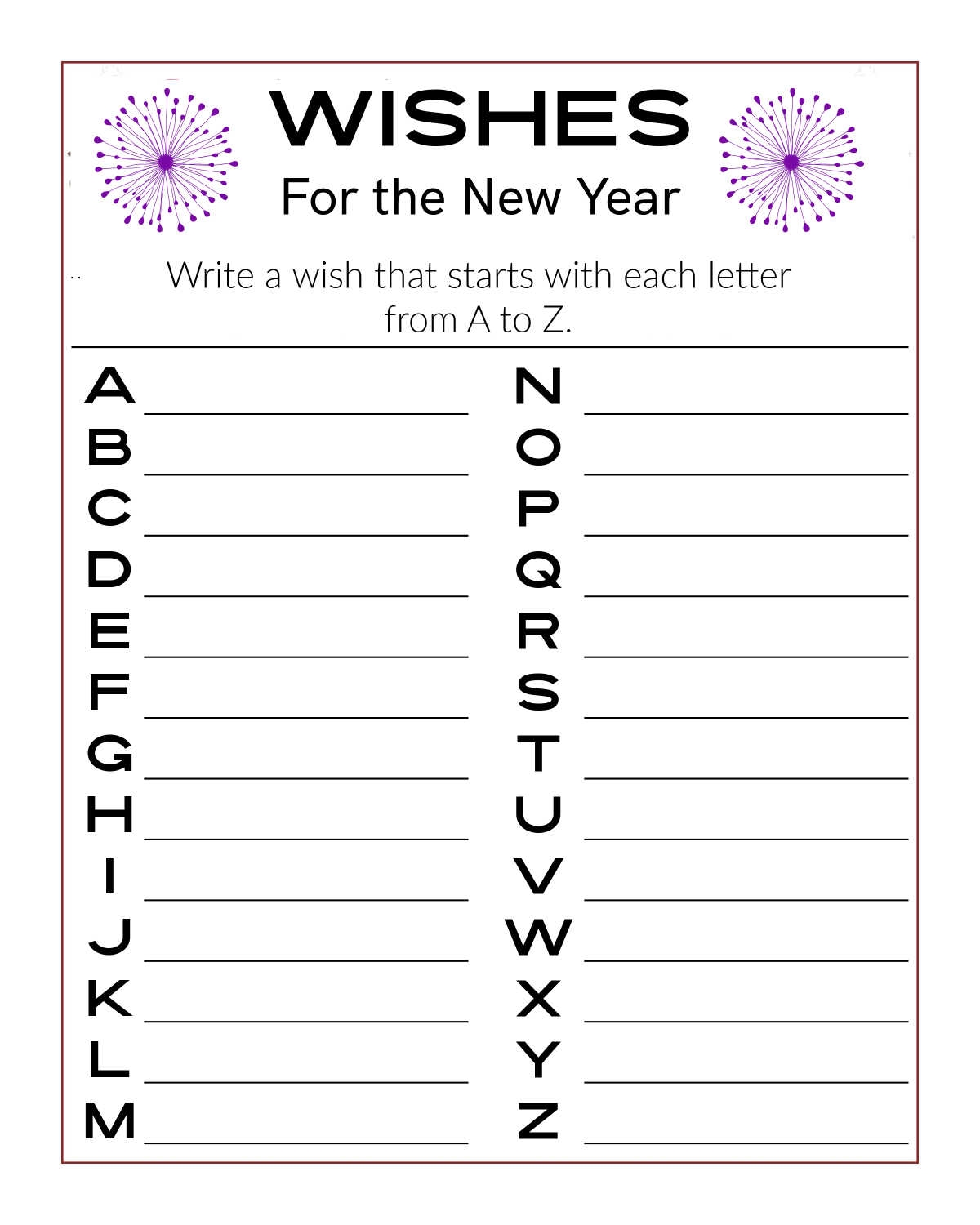 New Year Printable Activity Sheets Printable Free Templates