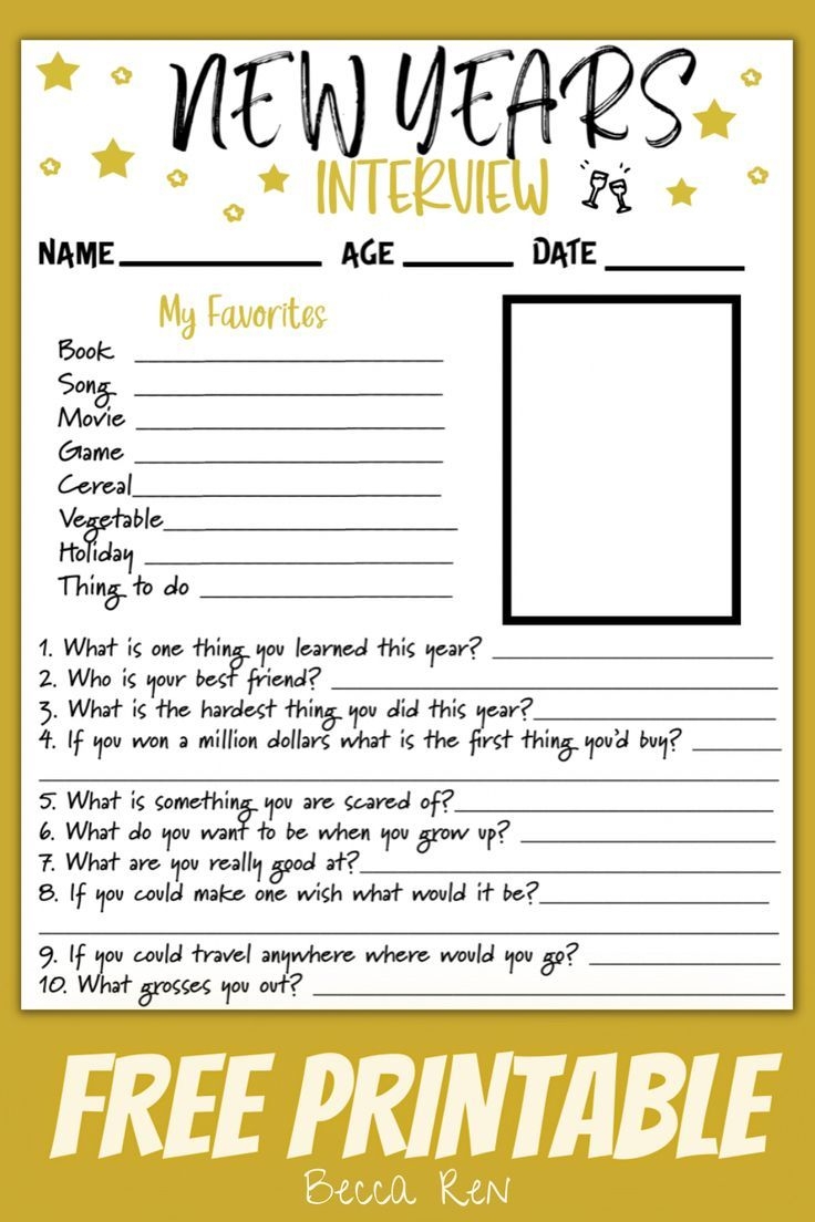 New Years Interview Printable