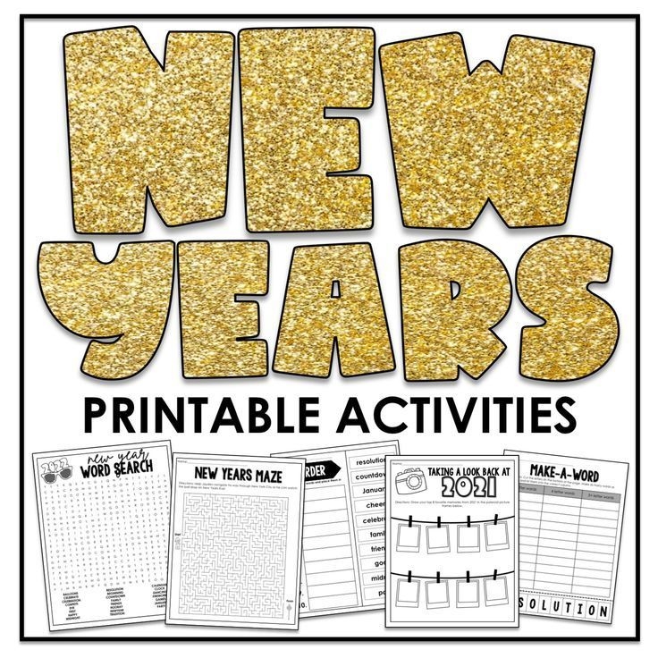 New Years Printable Activities 2024 Winter Break Fun Goals 