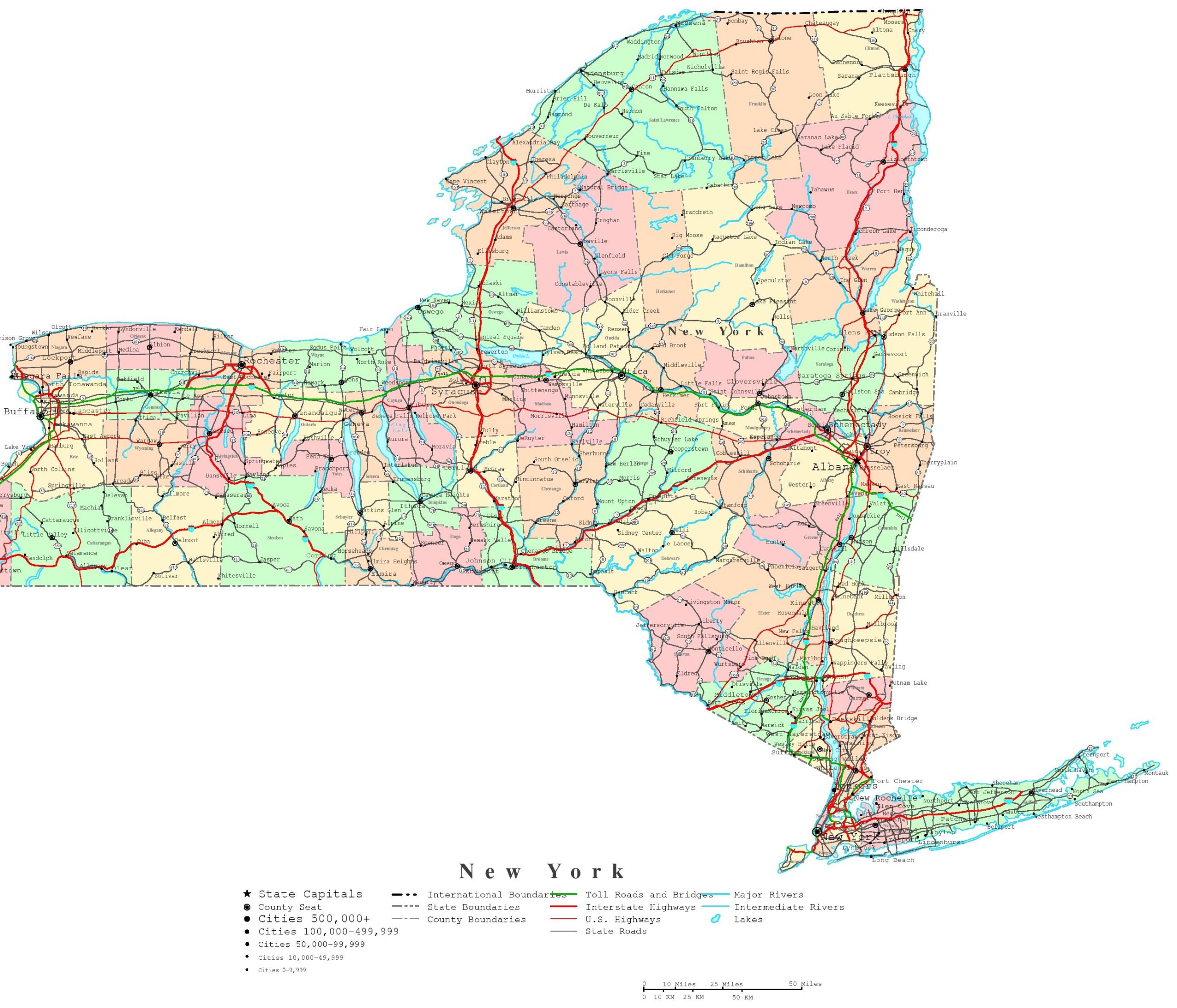 New York State Maps Usa Maps Of New York Ny Road Map Of New 