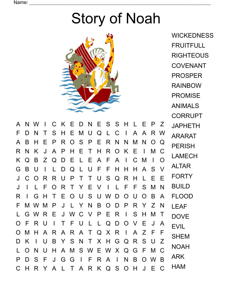 Noah And The Ark Word Search Noahs Ark Printable Bible Activities The