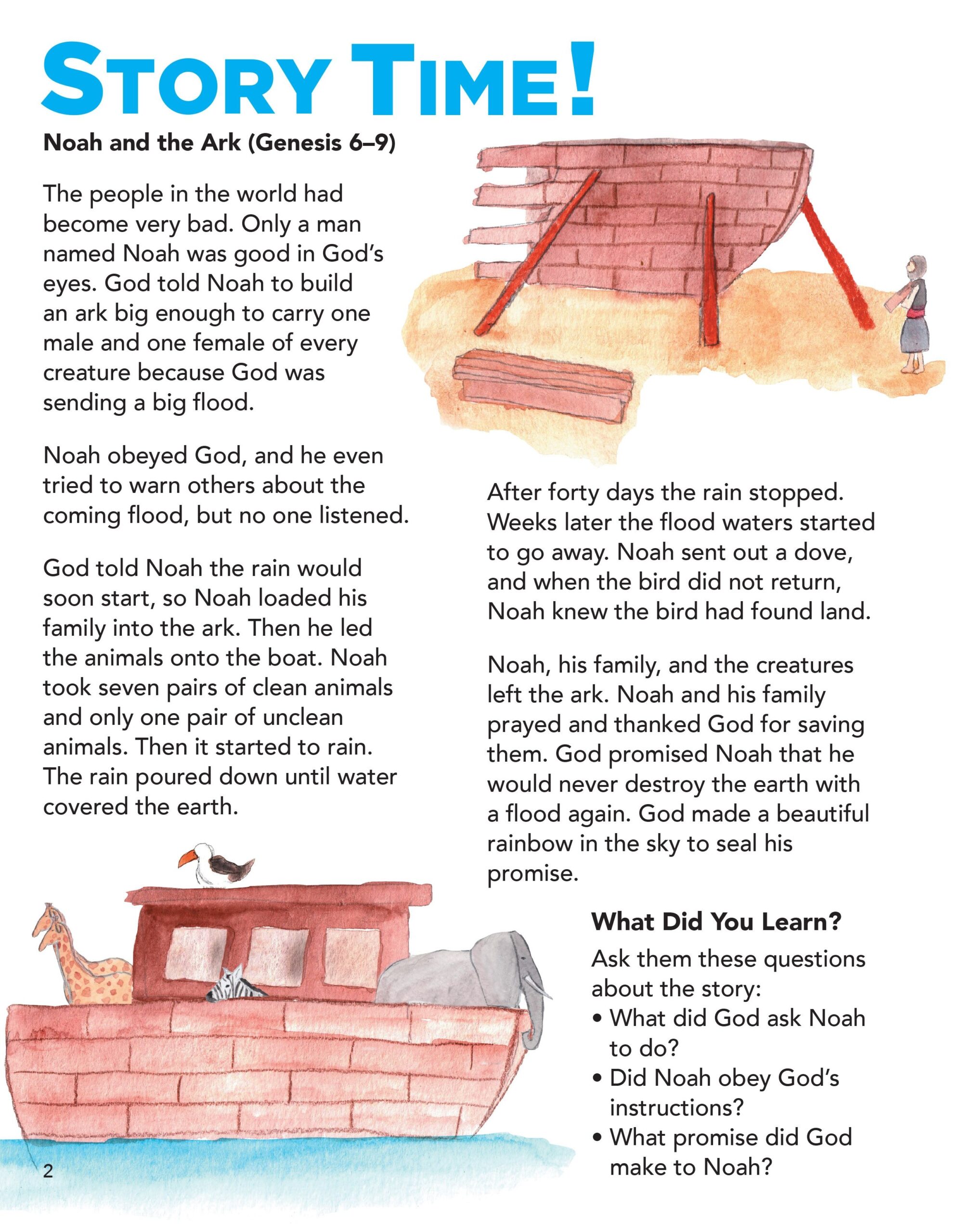 Noah Ark Printable Story Printable Sight Words List
