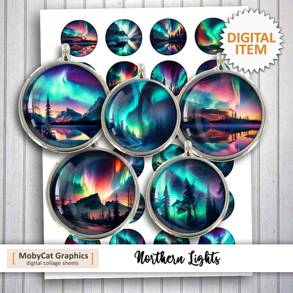 Northern Lights Aurora Borealis Printable Circles