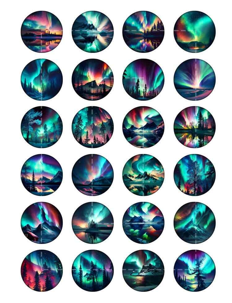 Northern Lights Aurora Borealis Printable Circles