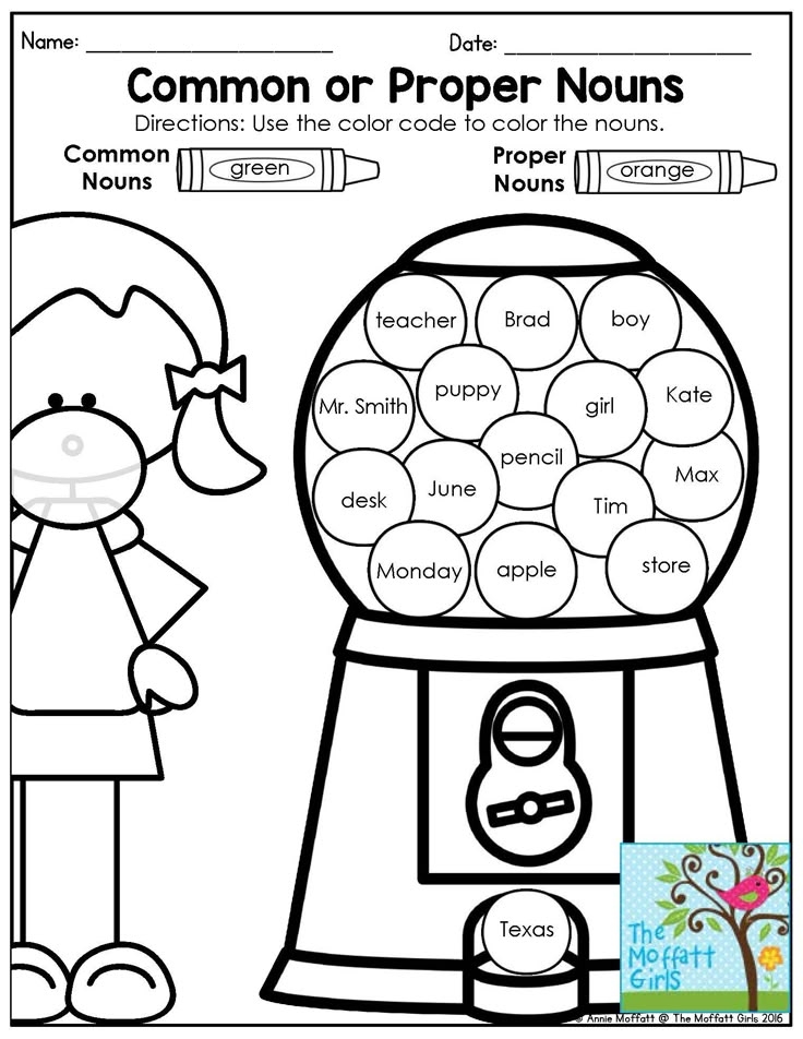 noun activities kindergarten free printable