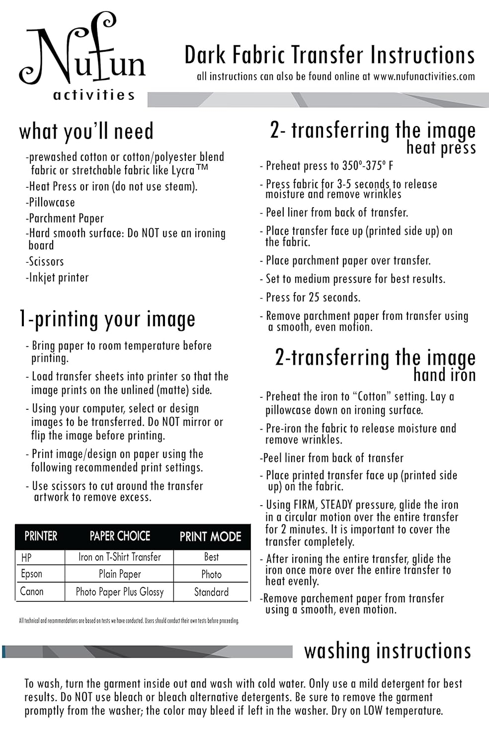 Nufun Activities Inkjet Printable Iron On