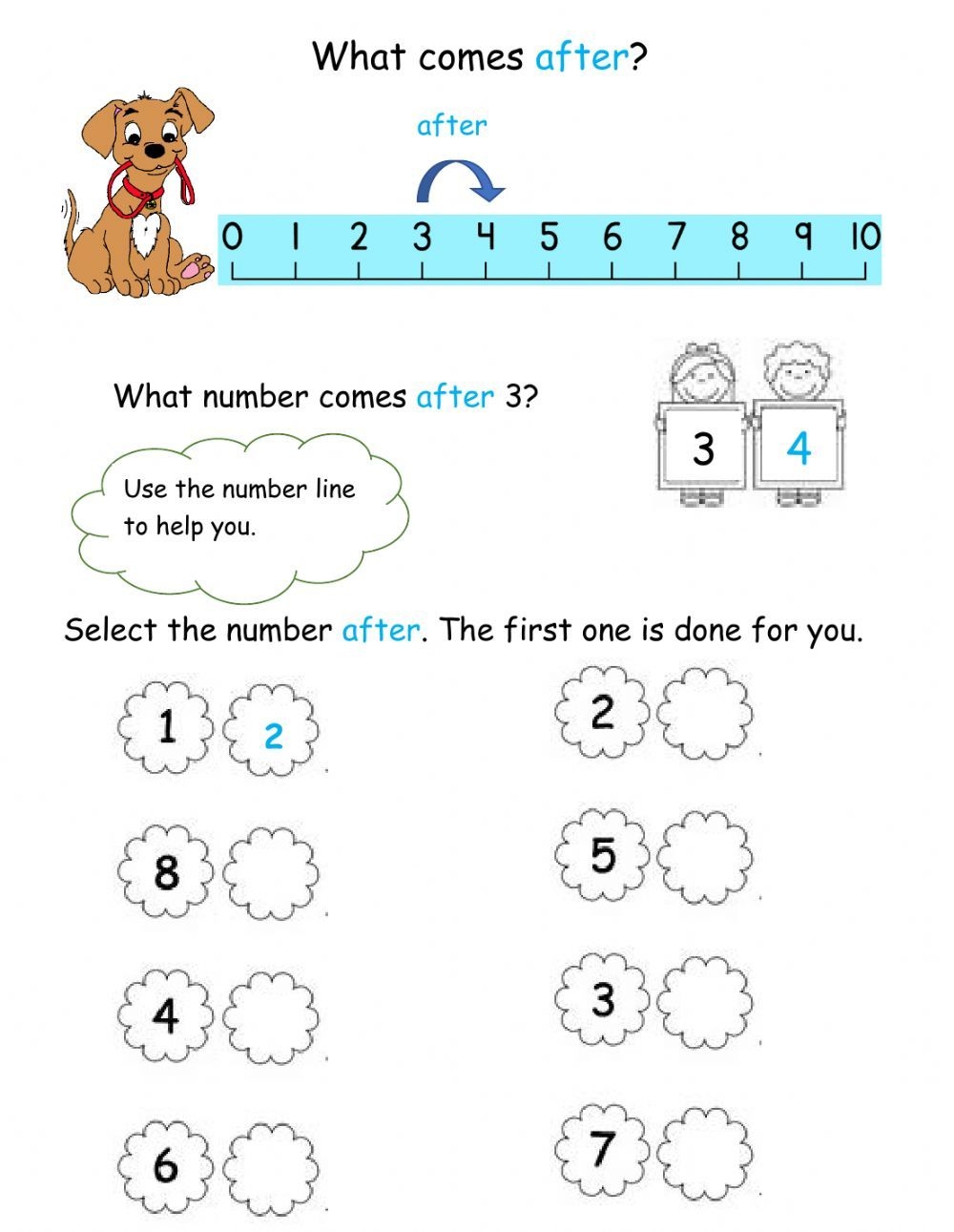 Number After Interactive Worksheet Kindergarten Reading Worksheets
