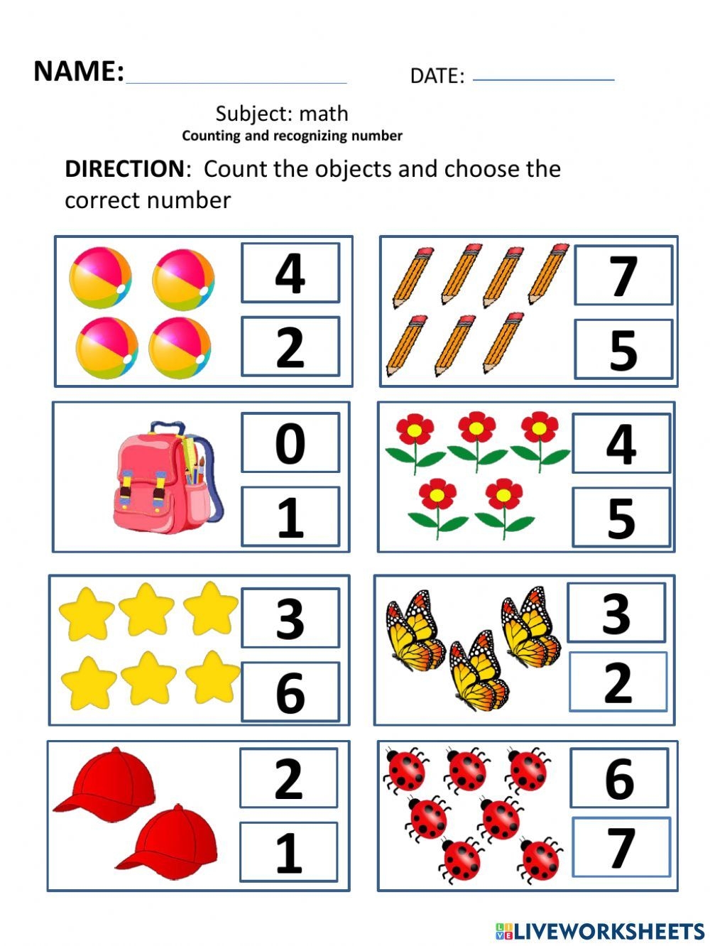 Number Recognition Worksheet For Preschoolers