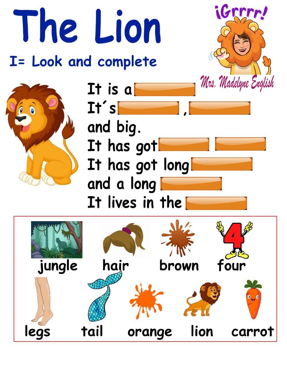 lion coloring worksheet