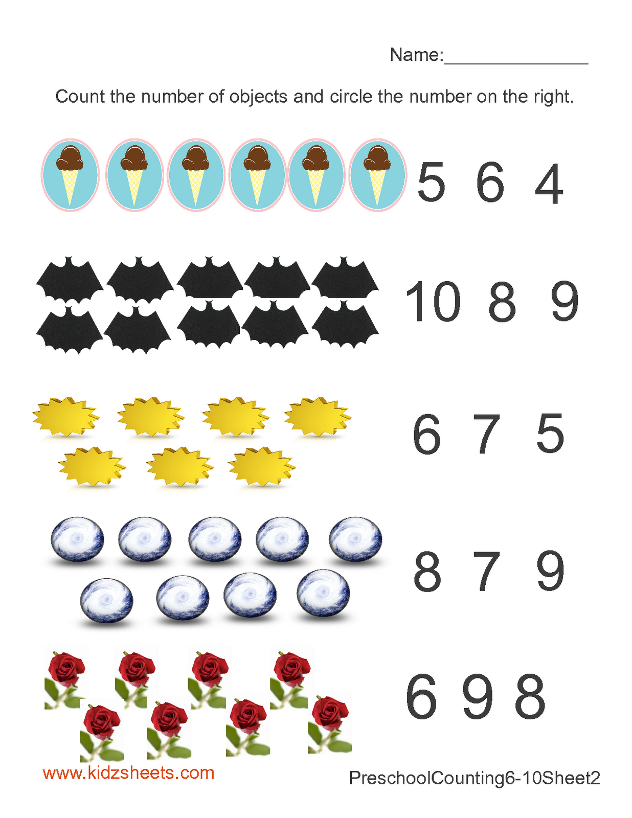 numbers 1 10 worksheets for preschool