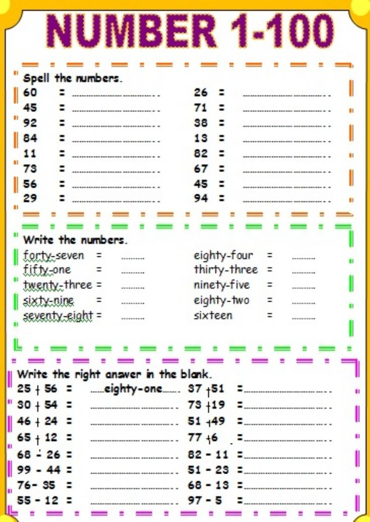 Numbers 1 100 Worksheet Pdf