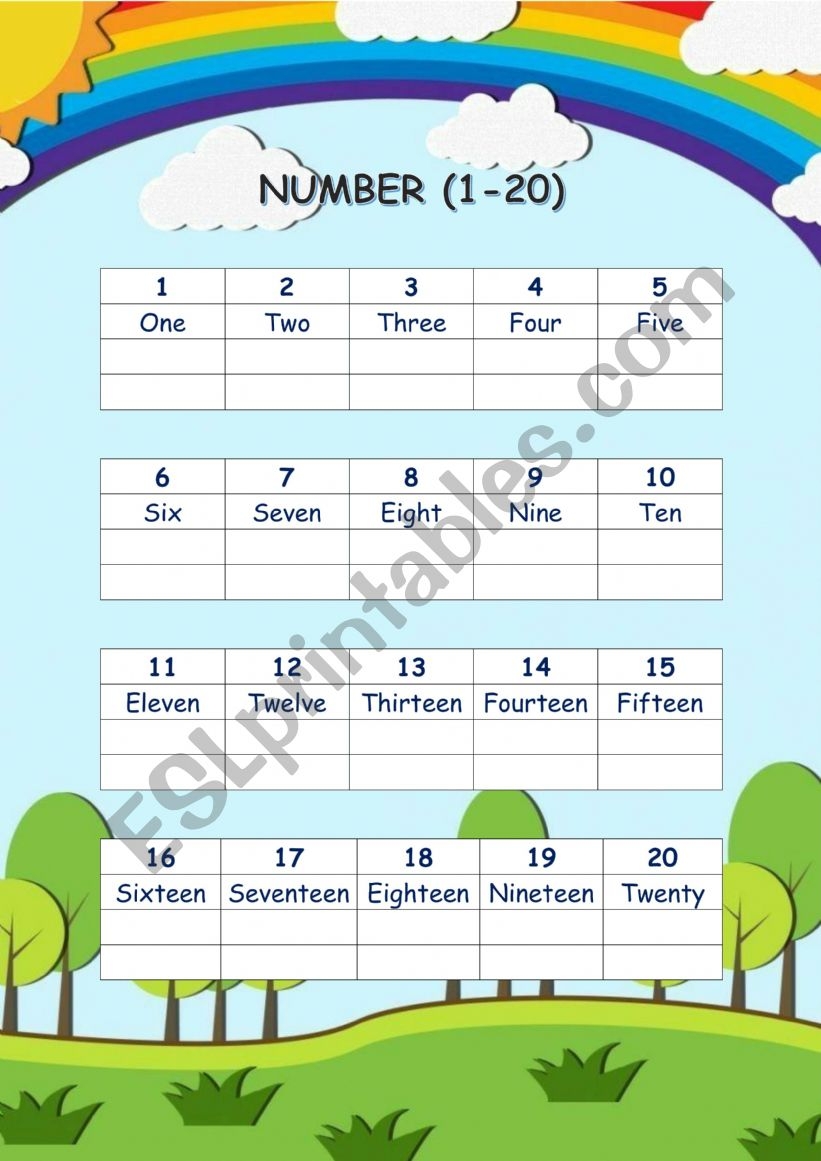 Numbers 1 20 ESL Worksheet By Teacherindo