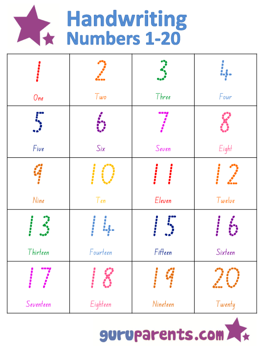 1 to 20 numbers worksheet