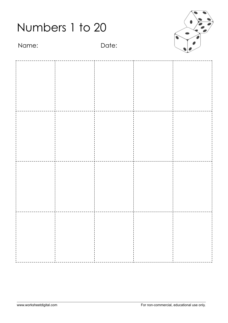 Numbers 1 20 Worksheet Digital Printable Templates Online By Paul
