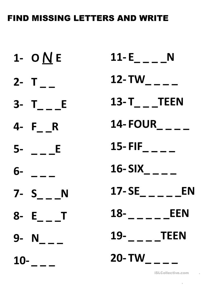 Numbers 1 20 Worksheet For Kids