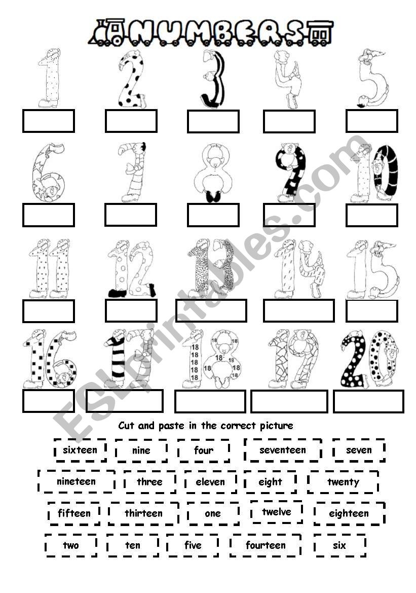 numbers to 20 worksheet