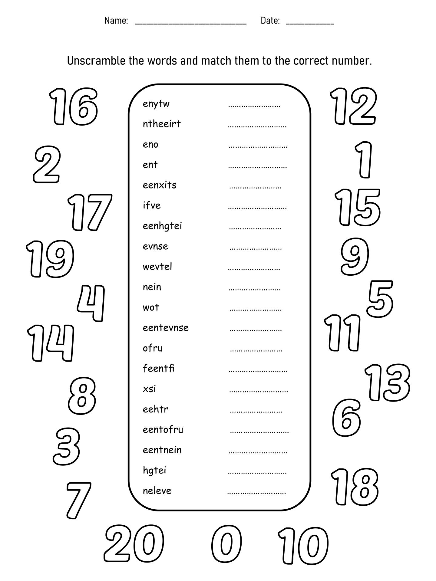 Numbers 1 20 Worksheets For Preschool PreschoolWorksheet
