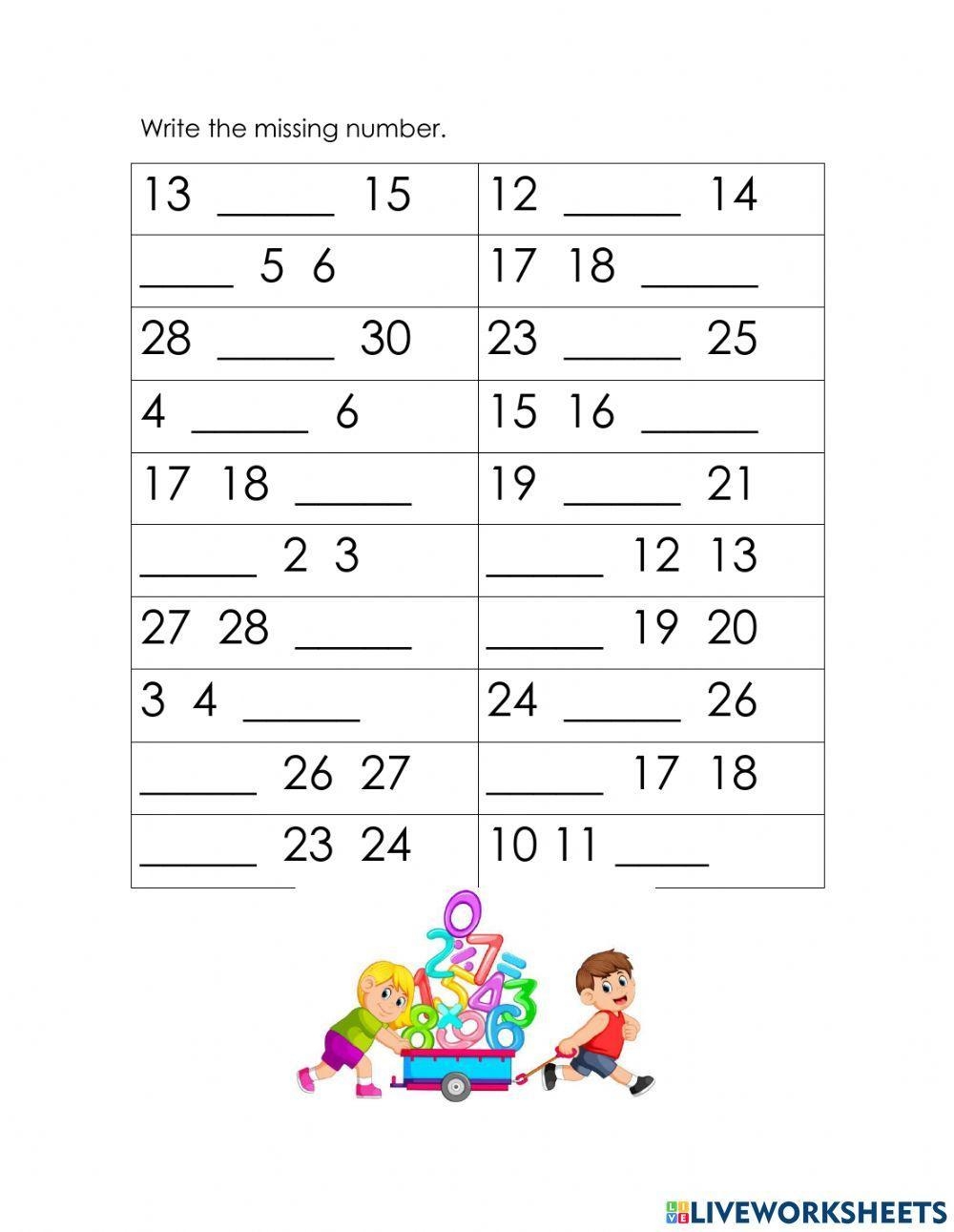 Numbers 1 30 Worksheet For 4th 10th Grade Lesson Planet 