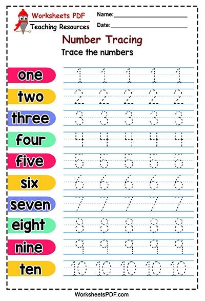 Numbers 1 To 10 Worksheets For Kindergarten Pdf Practice Tracing