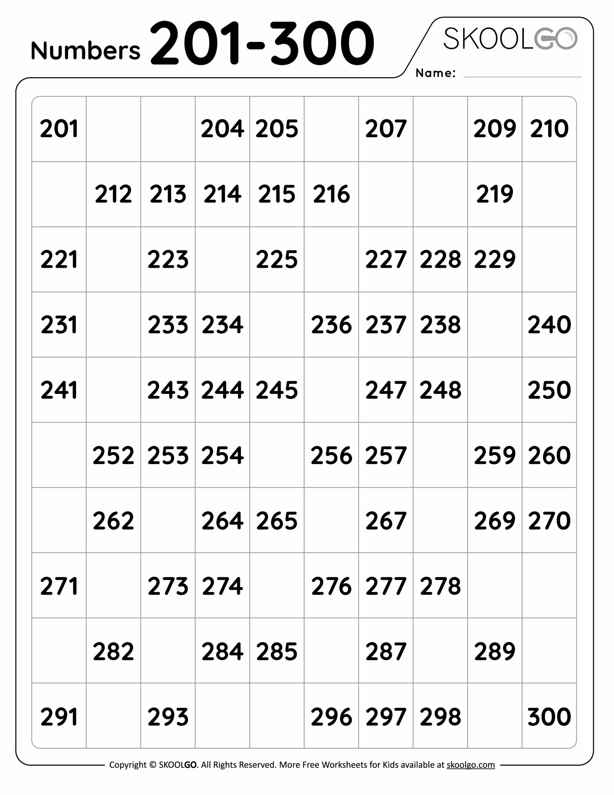 fill in the numbers worksheet