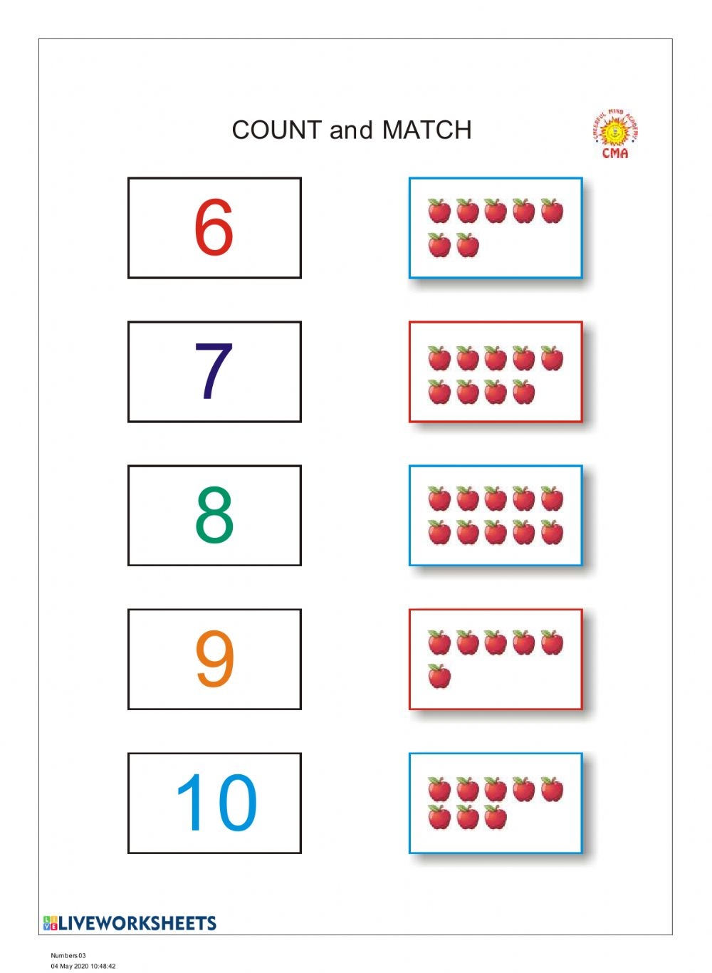 Numbers 6 10 Worksheet AlphabetWorksheetsFree