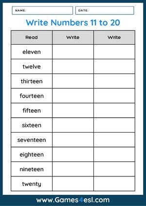 spell numbers worksheet