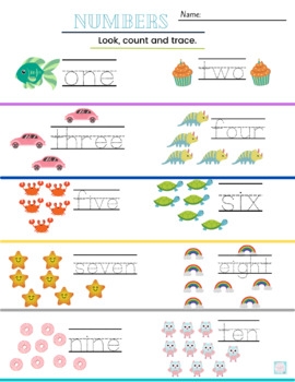 Numbers Look Count And Trace Numbers Worksheet 1 10 TPT